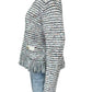 MILLY Tweed Fringe Trim Sweater Cardigan Jacket Size L