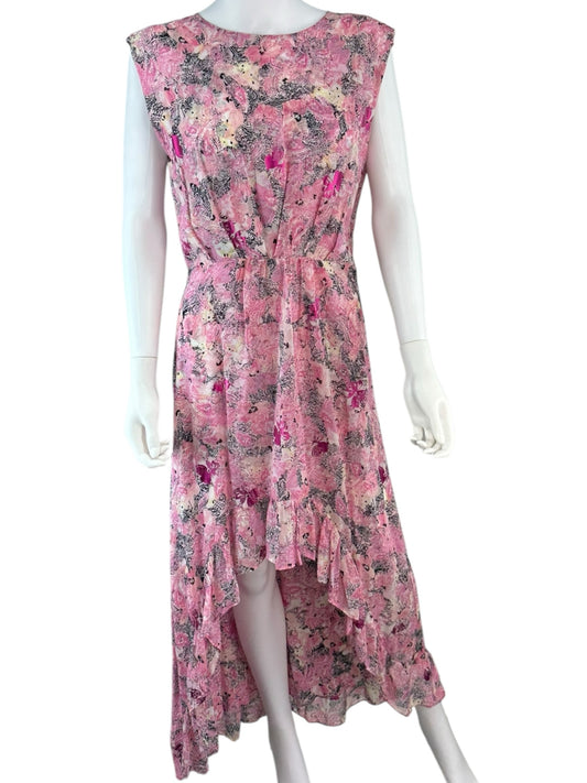 THE KOOPLES Pink Floral Midi Dress Size 3