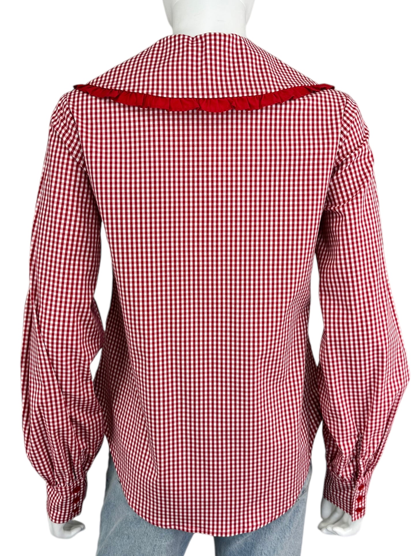 The Shirt by Rochelle Behrens Red Check Button-down Size S