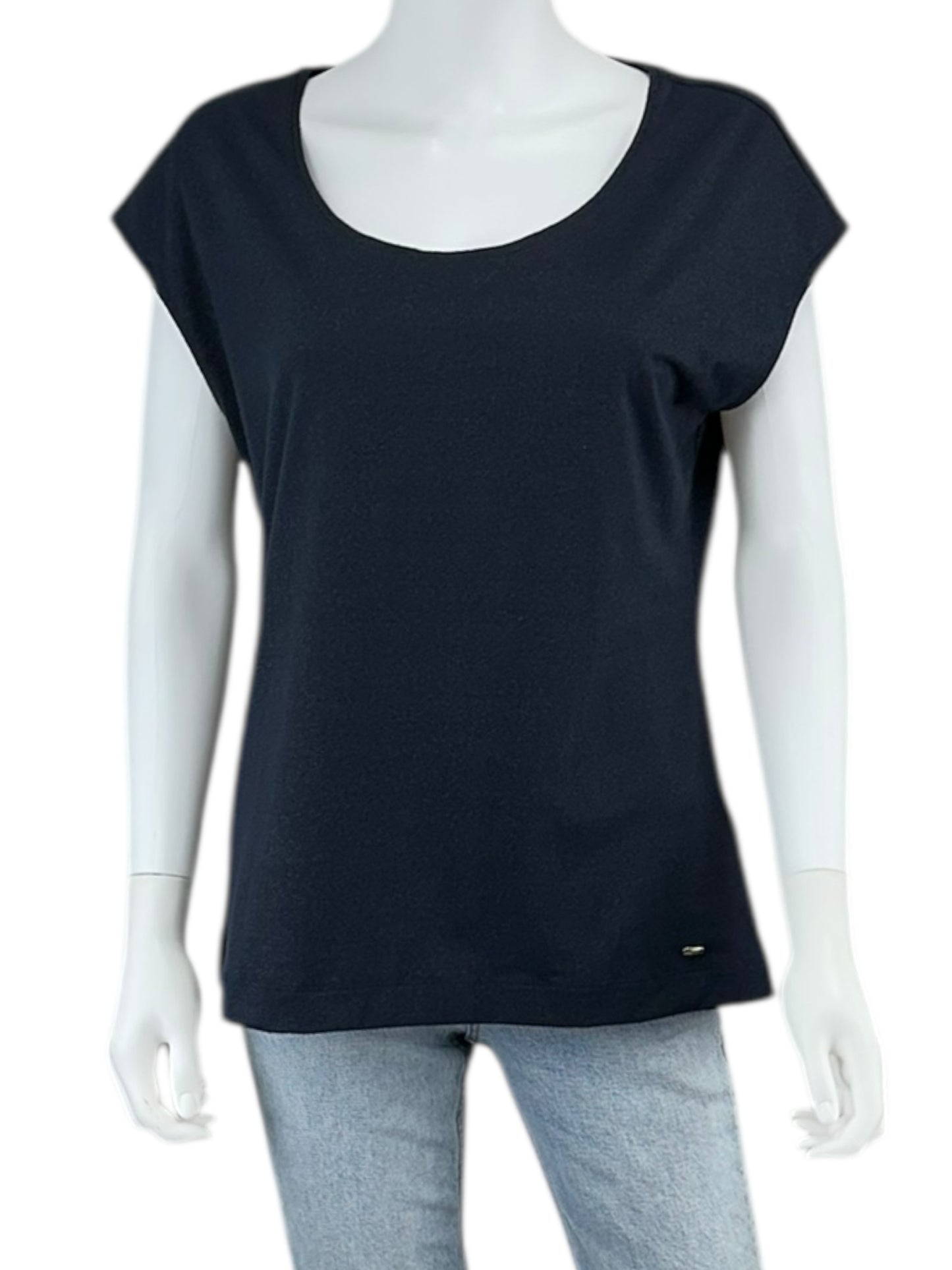 ESCADA Navy Shimmer Knit Top Size L