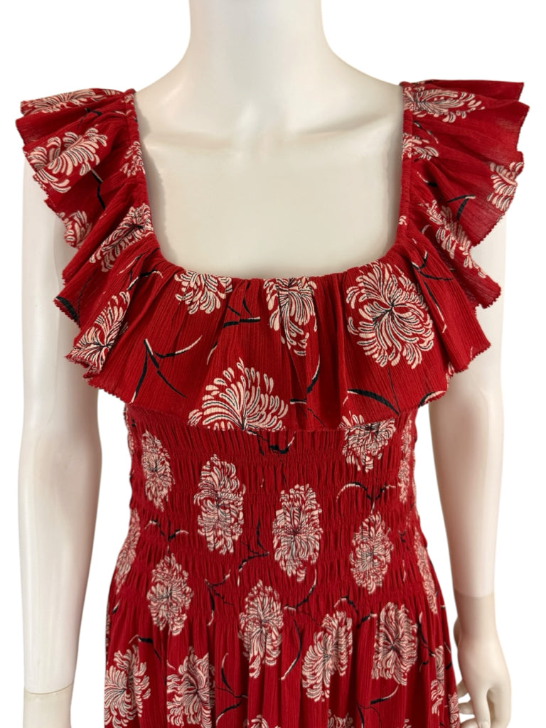 the great. Red Paisley Smocked Maxi Dress Size 0