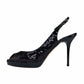 JIMMY CHOO Black Sequin Nova Glitter Slingback Pumps Size 38