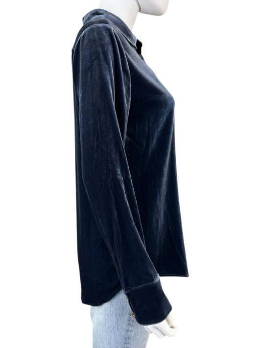 FAHERTY Blue Velvet Button-Down Shirt Size XS