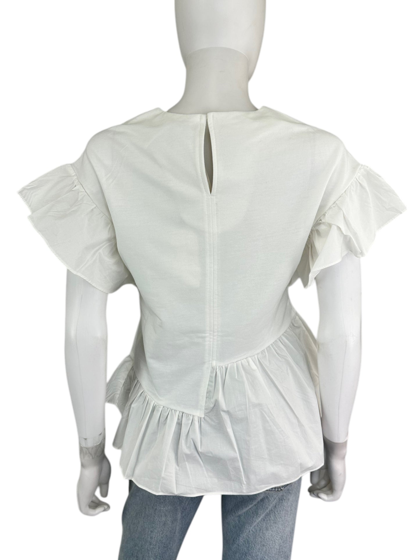 ENGLISH FACTORY NWT White Cotton Ruffle Blouse Size S