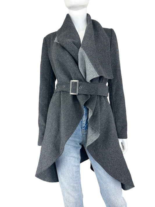 ANTONIO MELANI Grey Wool Waterfall Coat Size XS