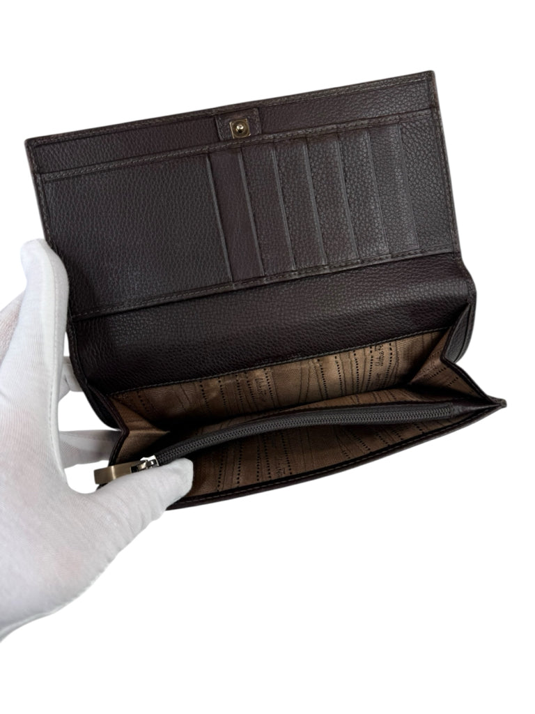 Salvatore Ferragamo Brown Leather Vara Ribbon Wallet