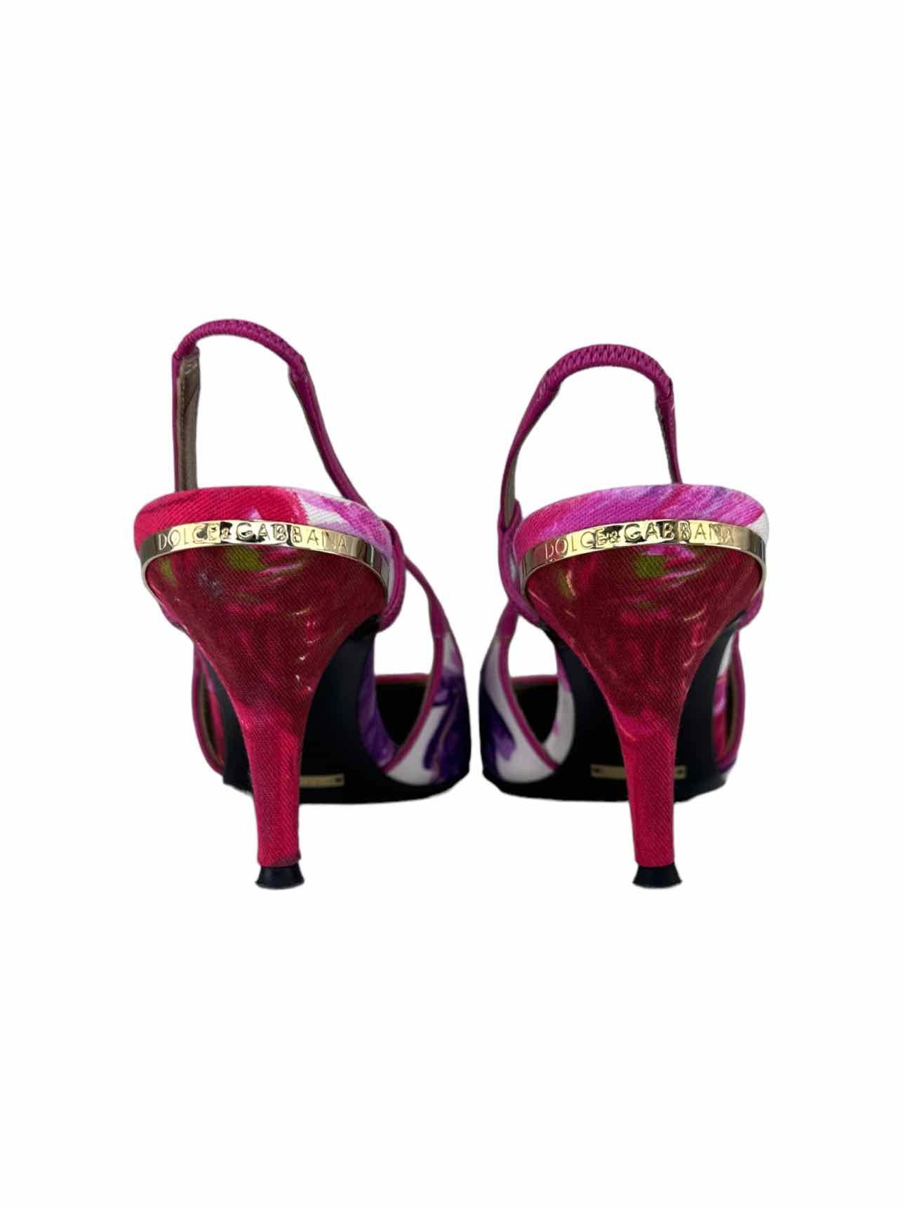 Dolce & Gabbana Purple Floral Slingback Heels Size 38