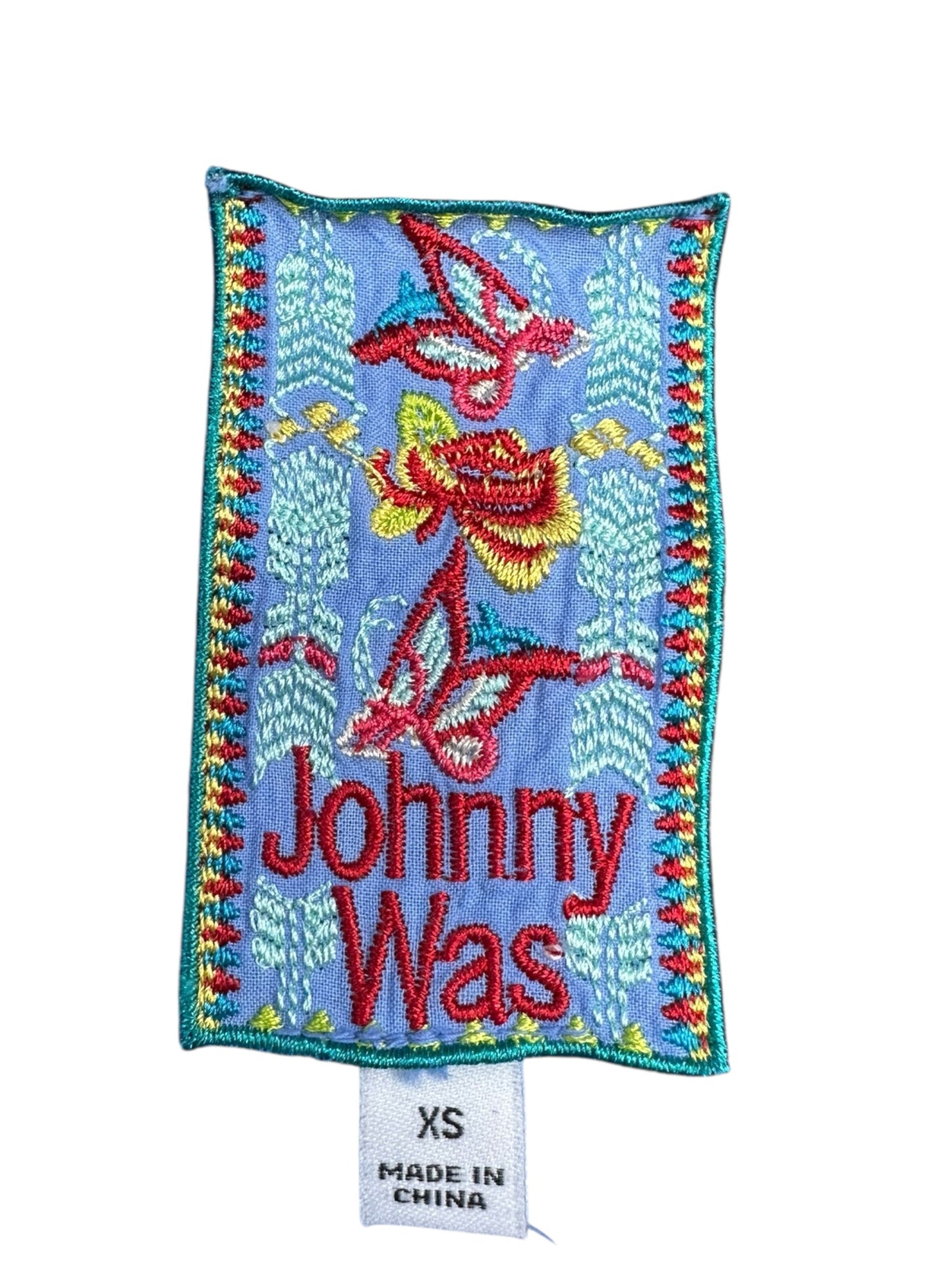 Johnny Was Blue Embroidered Button-Down Size XS