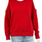 minnie rose Red 100% Cashmere Cold Shoulder Sweater Size S