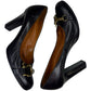 BURBERRY Black Leather Horsebit Pumps Size 38.5