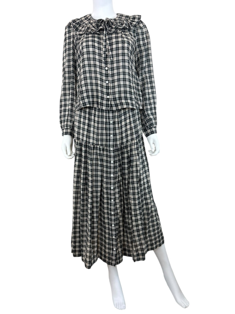 DOEN Black Gingham Check Skirt Set Size XS/S