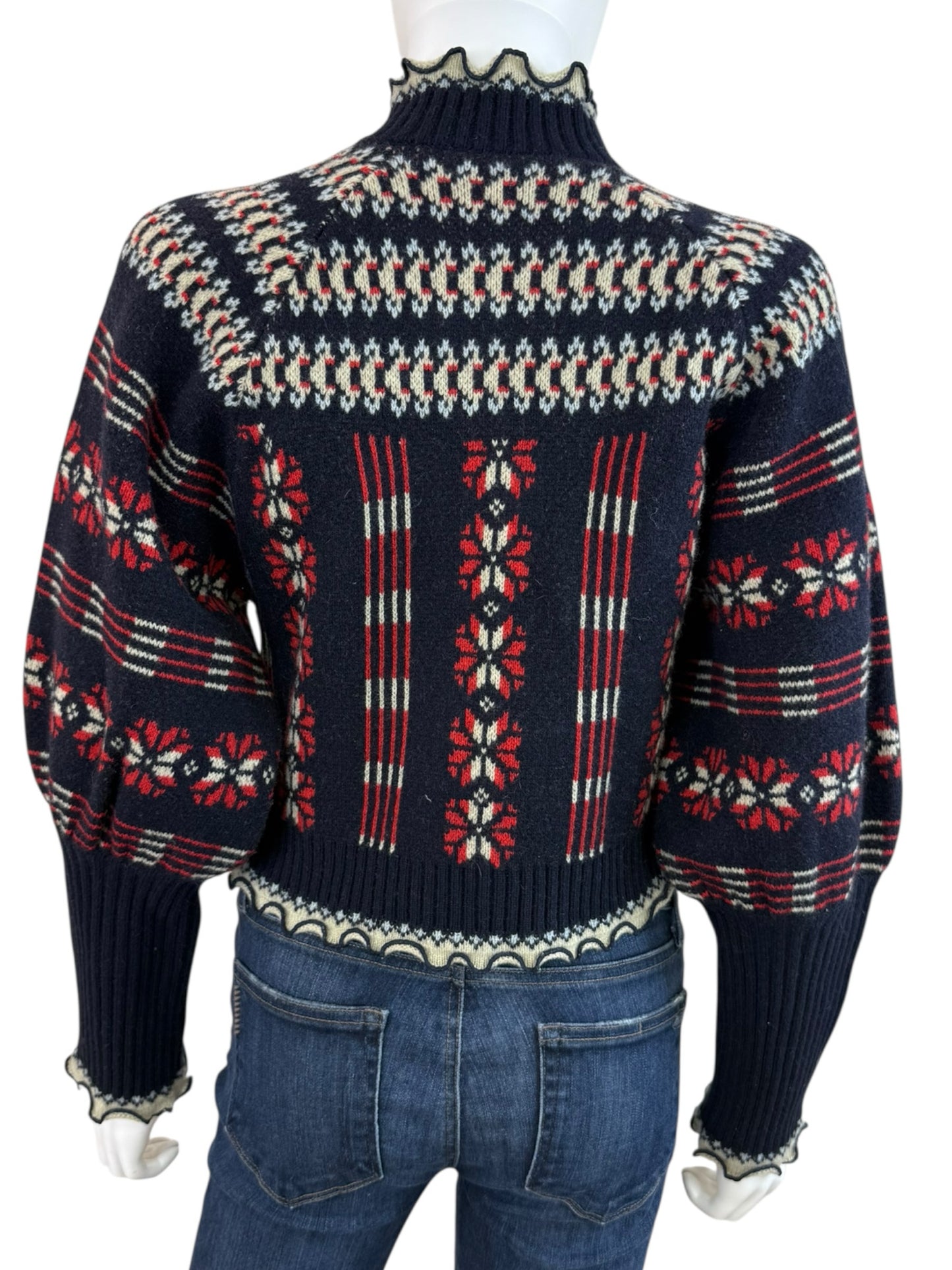 SEA New York Ayla Fair Isle Sweater Cardigan Size S