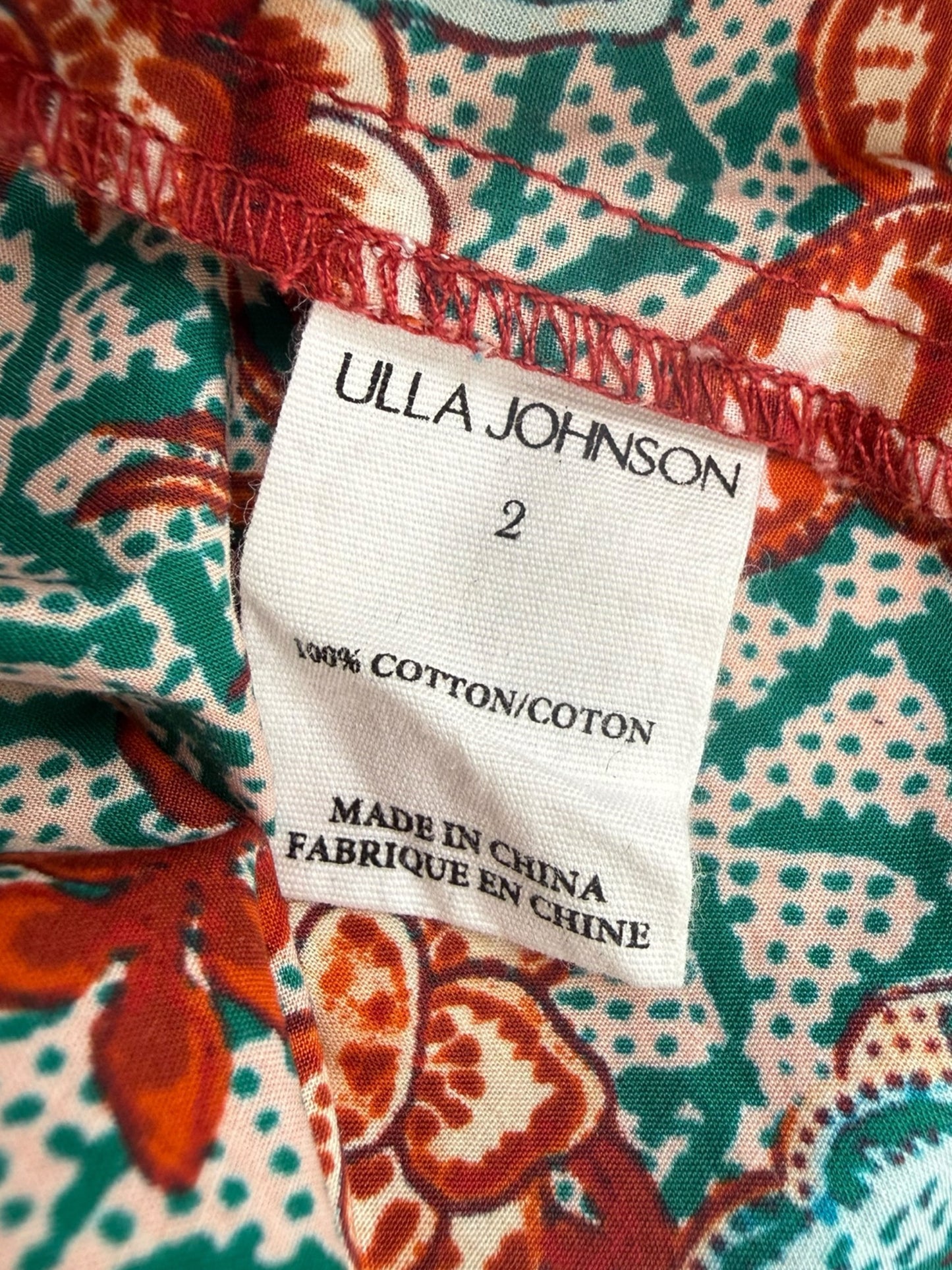 ULLA JOHNSON Evelyn Floral Print Puff Sleeve Top Size 2