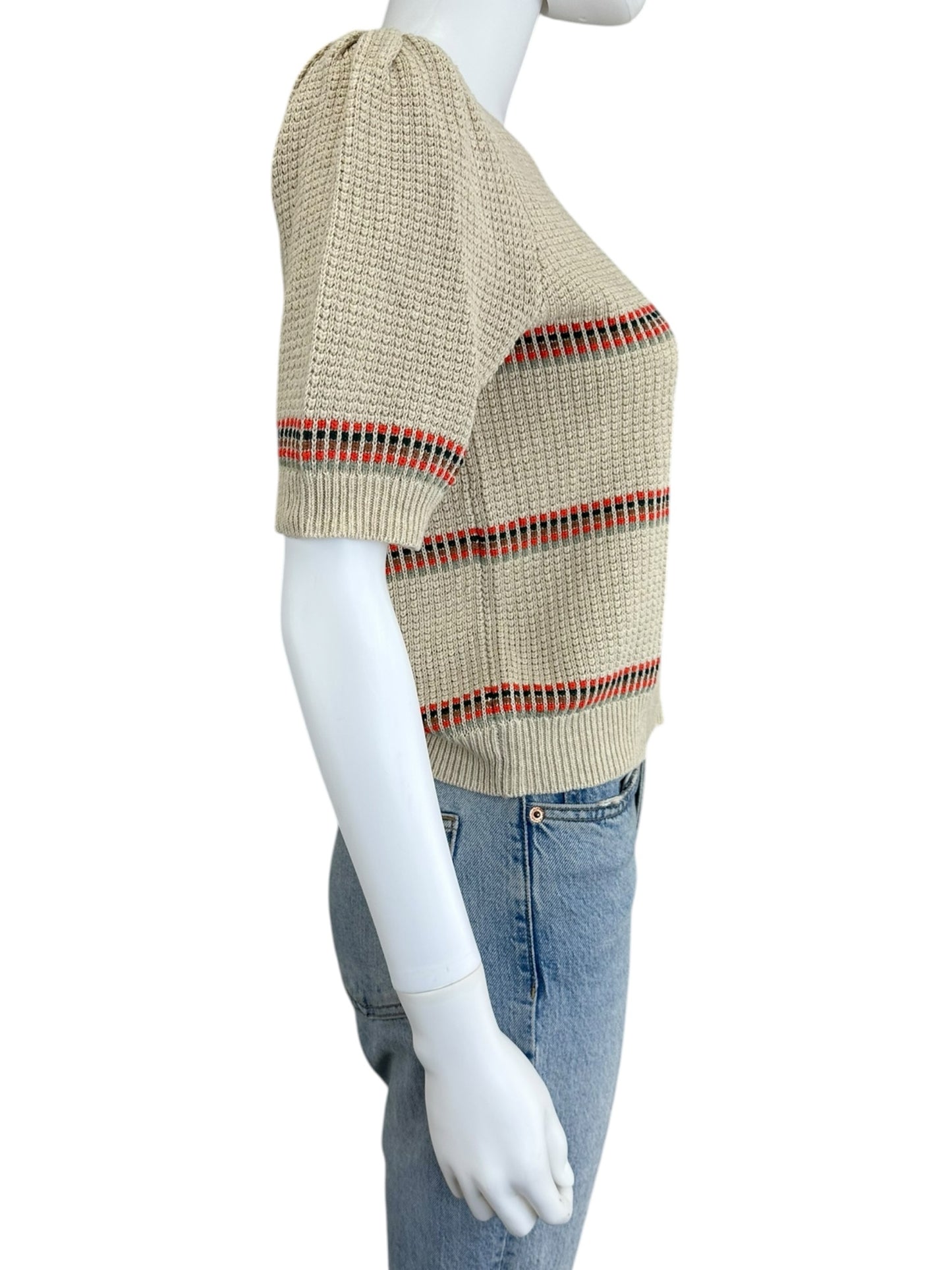 the great. Cream Ribbon Stripe Sweater Size 0