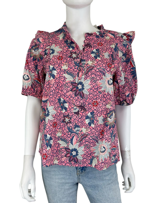 LOFT Pink And Blue Blouse Size XS
