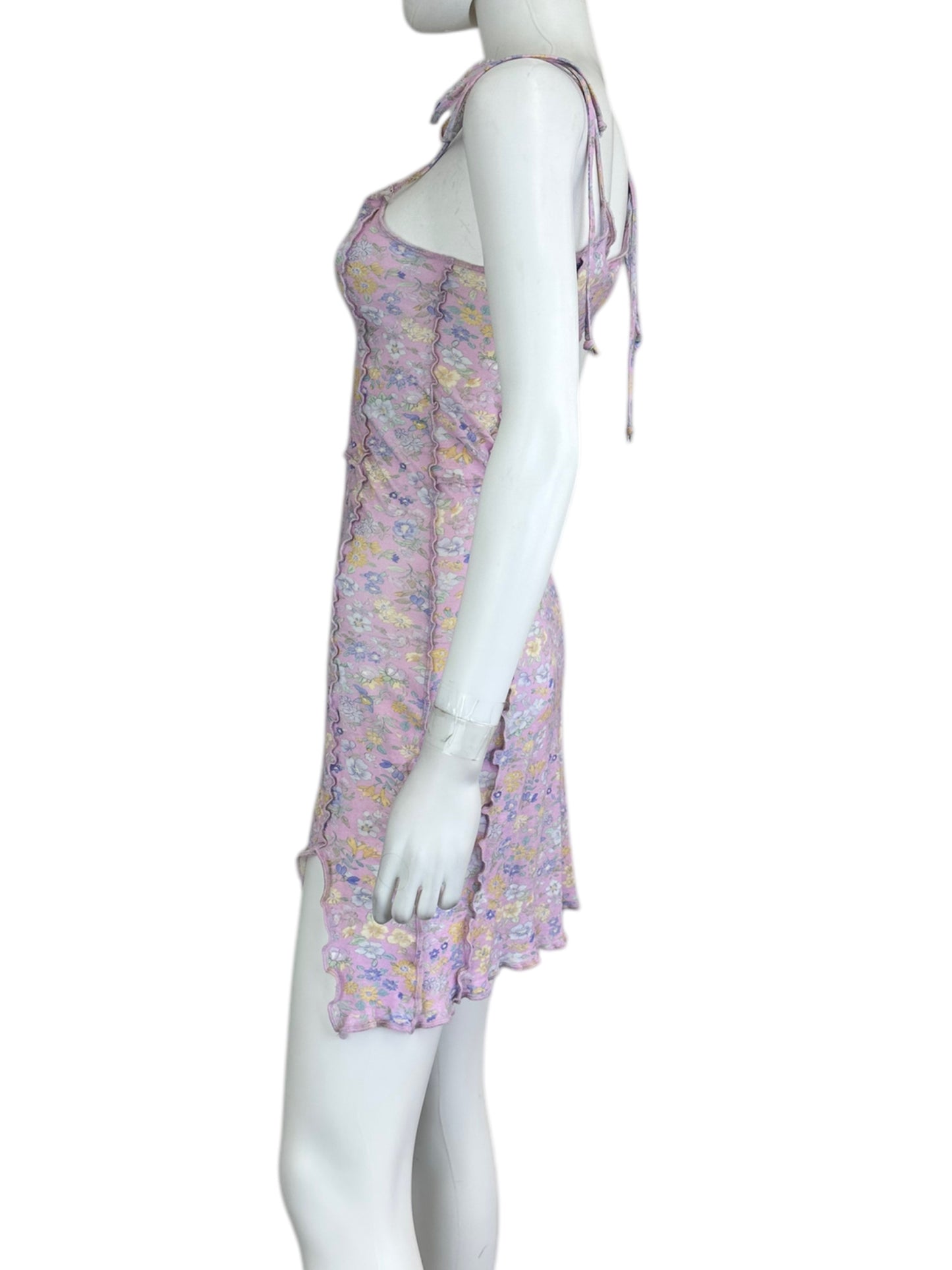 LOVE SHACK FANCY Purple Sheer Floral Mini Dress Size XS