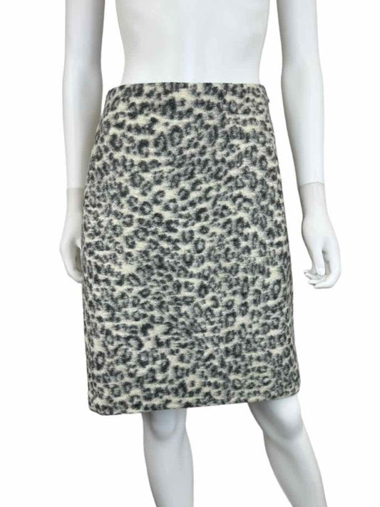 Ann Taylor Gray Cheetah Print Wool Blend Pencil Skirt Size 8