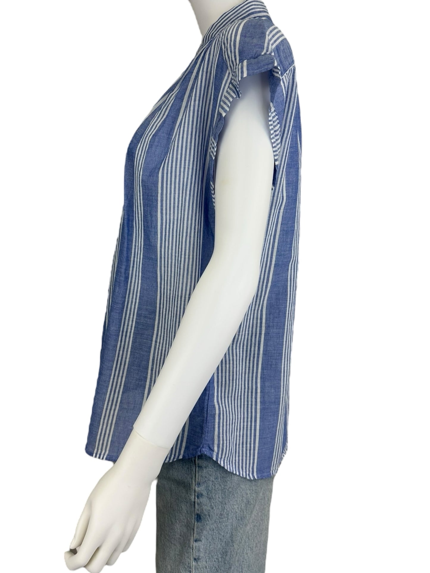 velvet BY GRAHAM & SPENCER Blue Striped Blouse Size S