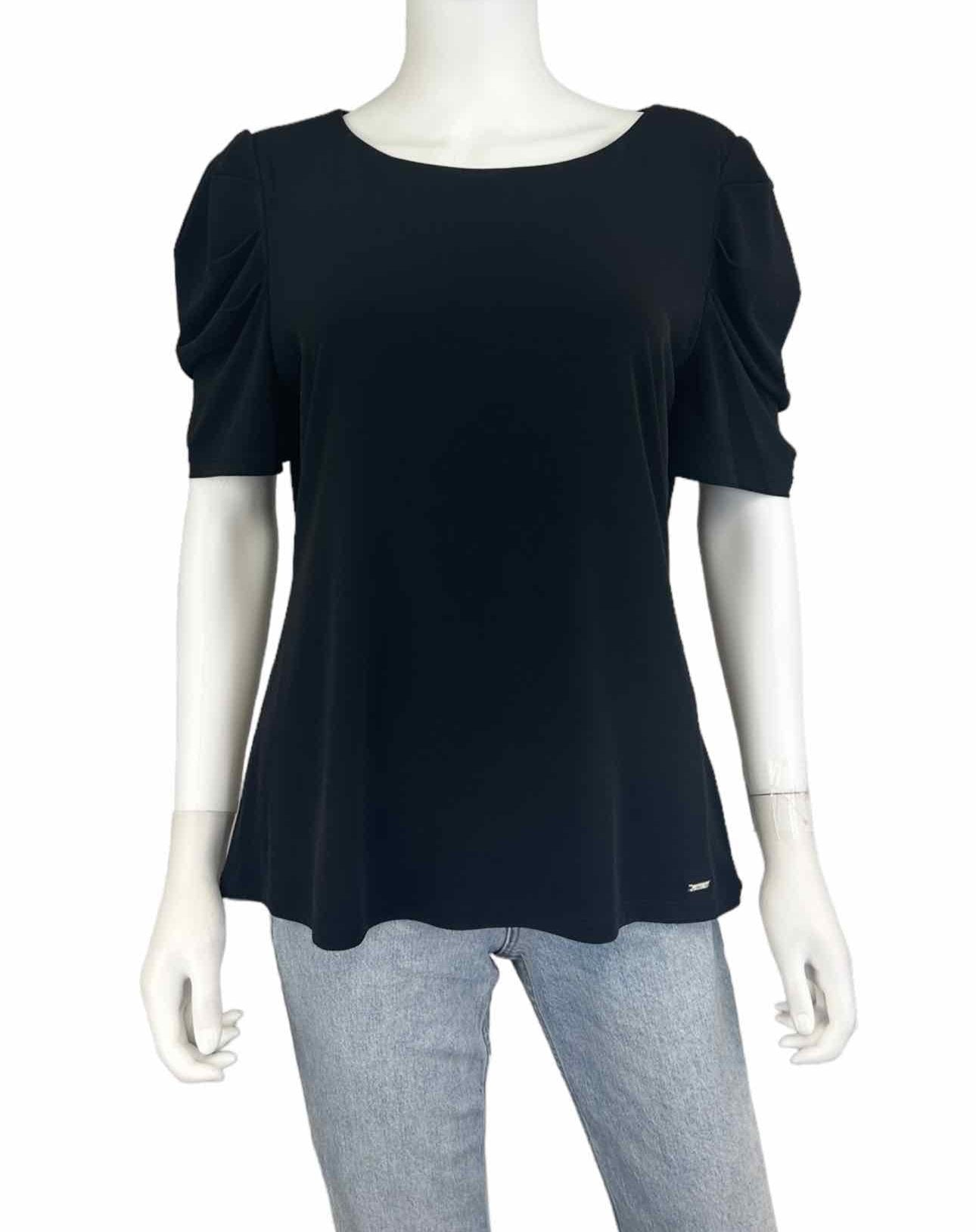 Calvin Klein NWT Black Puff Sleeve Blouse Size L