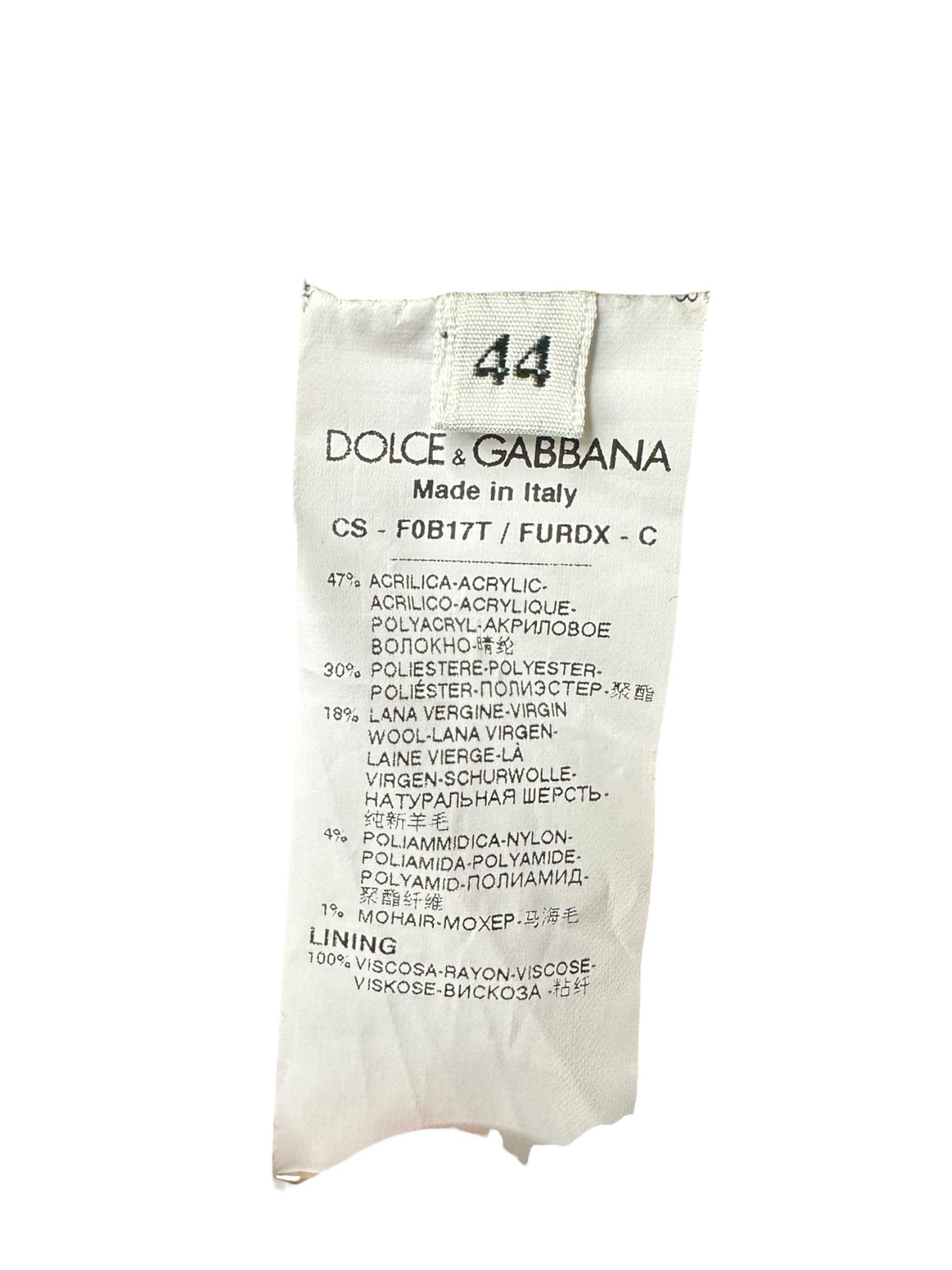 DOLCE & GABBANA Black Tweed Wool Coat Size 44