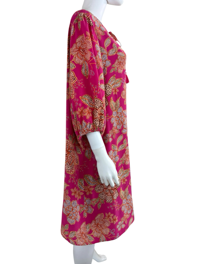 Johnny Was Fuchsia Vesna Silk Floral Dress Size L