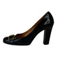 BURBERRY Black Leather Horsebit Pumps Size 38.5