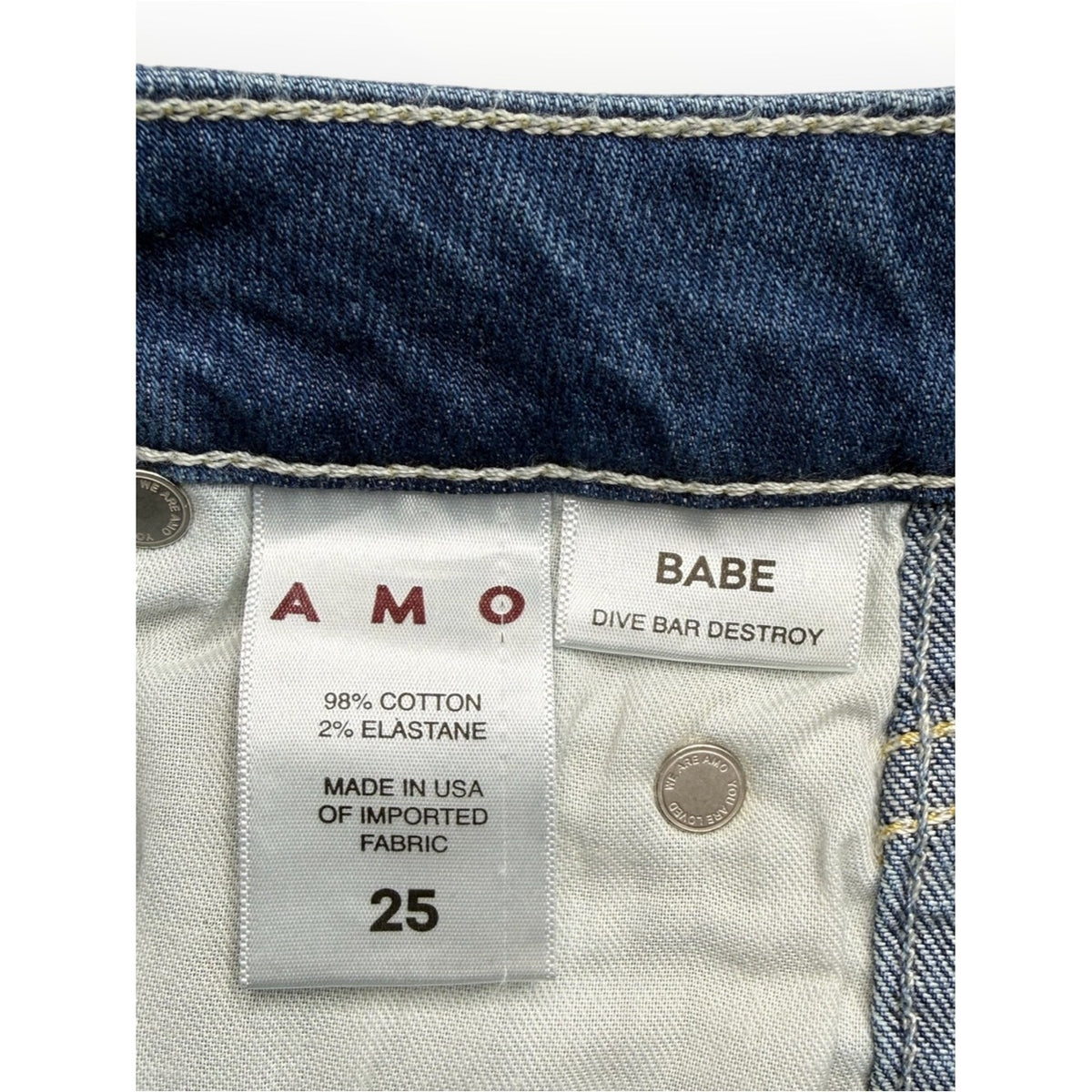 AMO "Babe" High Rise Cropped Slim Straight Jeans Size 25