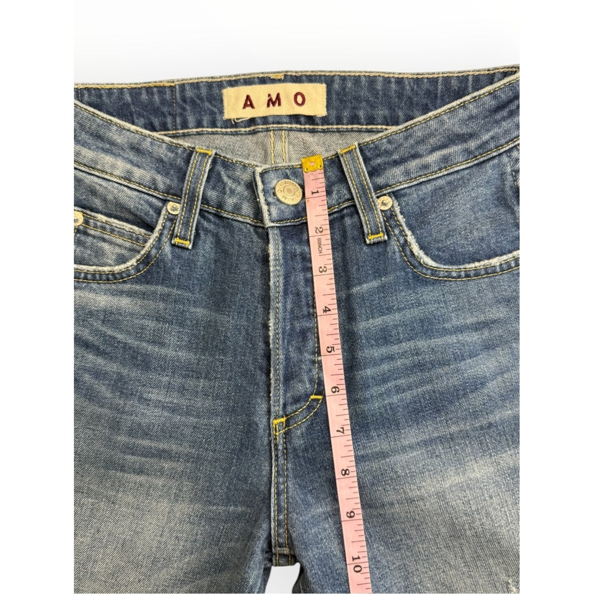 AMO "Babe" High Rise Cropped Slim Straight Jeans Size 25