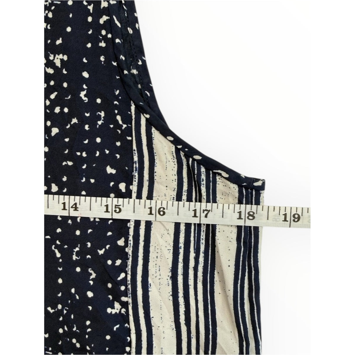 Vince Navy Blue & White Scarf Print Dotted 100% Silk Tank Top Size S