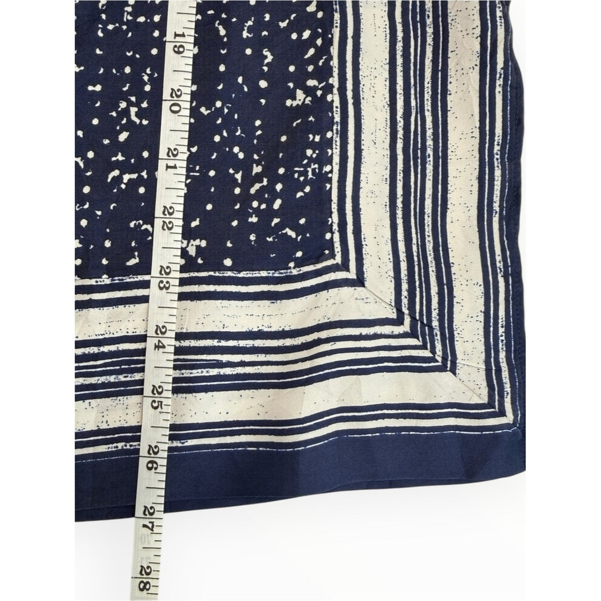 Vince Navy Blue & White Scarf Print Dotted 100% Silk Tank Top Size S