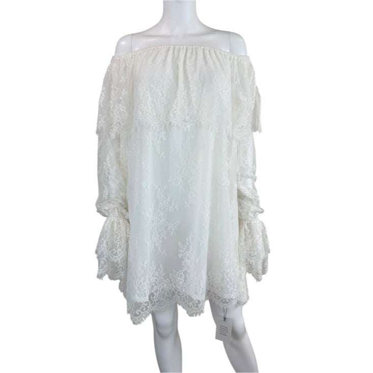 Tulsrosa NWT White Lace Off Shoulder Mini Dress Size L
