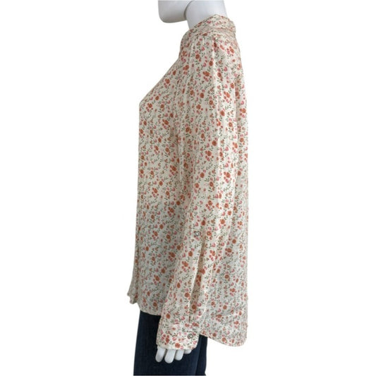 Cynthia Rowley 100% Linen Ditsy Florsl Print Button Doen Size L