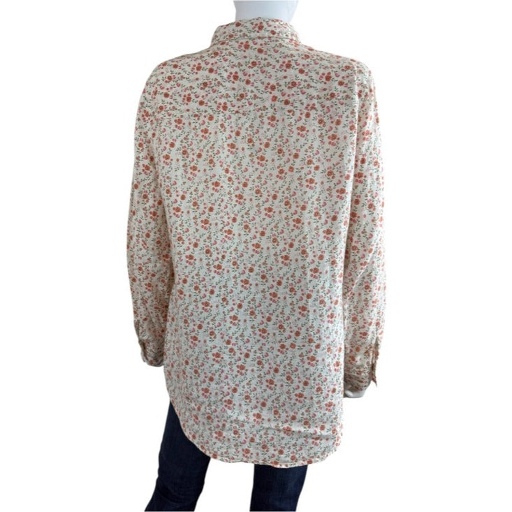 Cynthia Rowley 100% Linen Ditsy Florsl Print Button Doen Size L