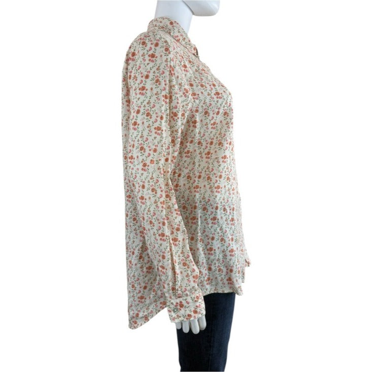 Cynthia Rowley 100% Linen Ditsy Florsl Print Button Doen Size L
