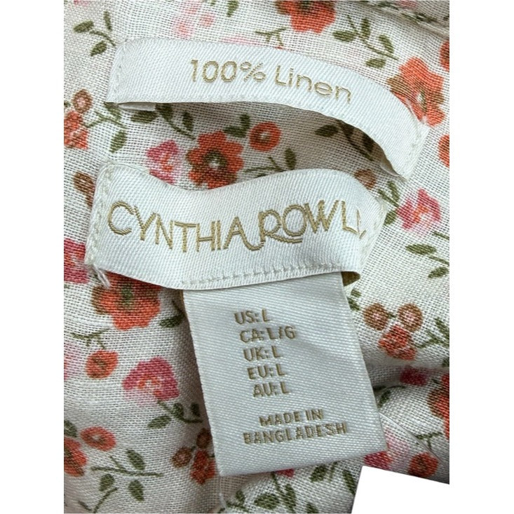 Cynthia Rowley 100% Linen Ditsy Florsl Print Button Doen Size L