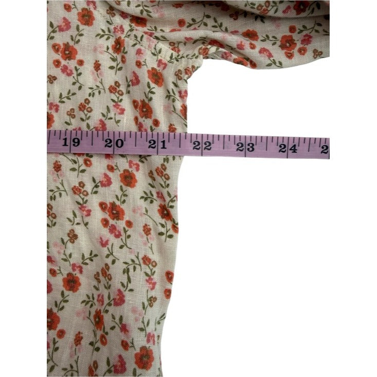 Cynthia Rowley 100% Linen Ditsy Florsl Print Button Doen Size L