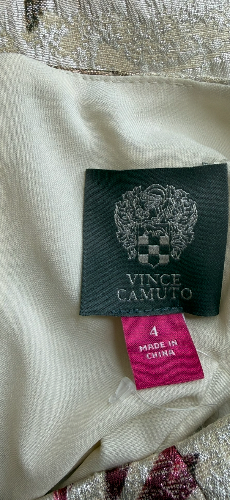 VINCE CAMUTO Metallic Floral Jacquard Mini Dress Size 4