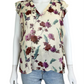 PAIGE 100% Silk Cream Sheer Floral Blouse Size S