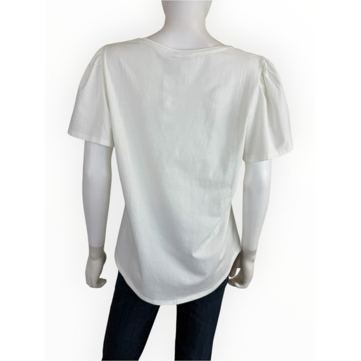 Chico's NWT Embellished Flutter Sleeve Tee Size L