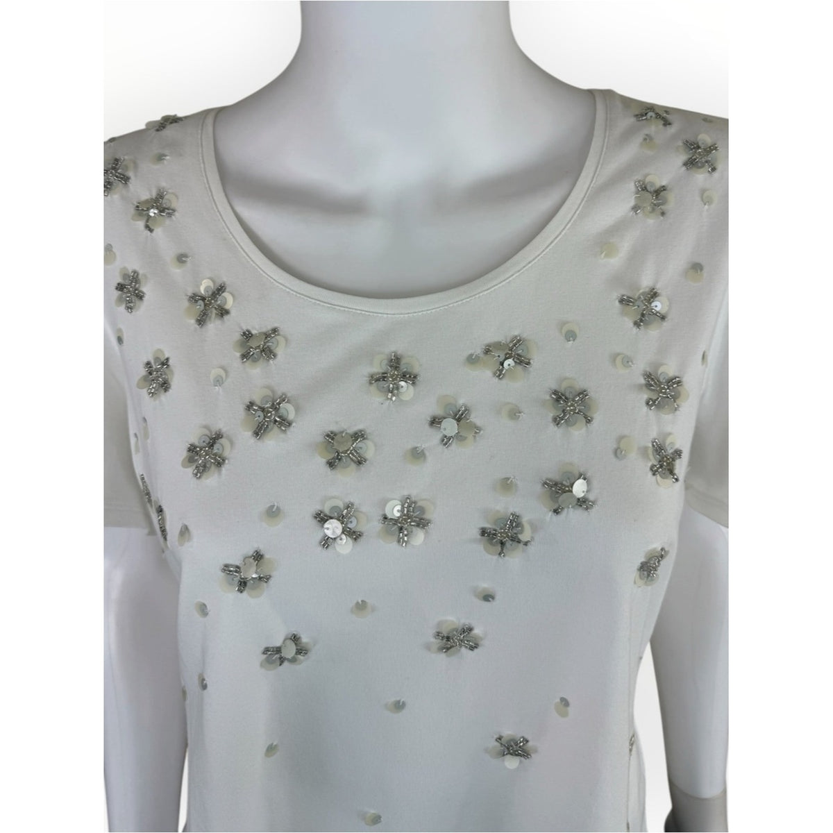 Chico's NWT Embellished Flutter Sleeve Tee Size L