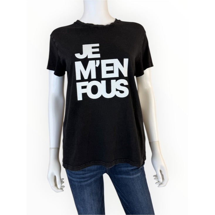 Zadig & Voltaire Black Zoe / Je M'en Fous T-Shirt Size S
