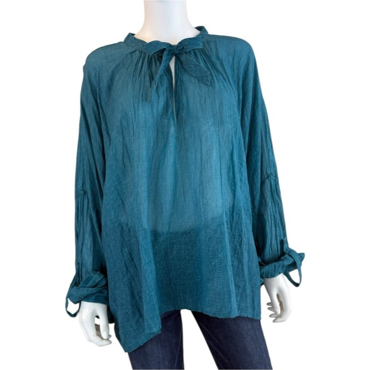 Mes Demoiselles Teal 100% Cotton Nua Oversized Top Size O/S