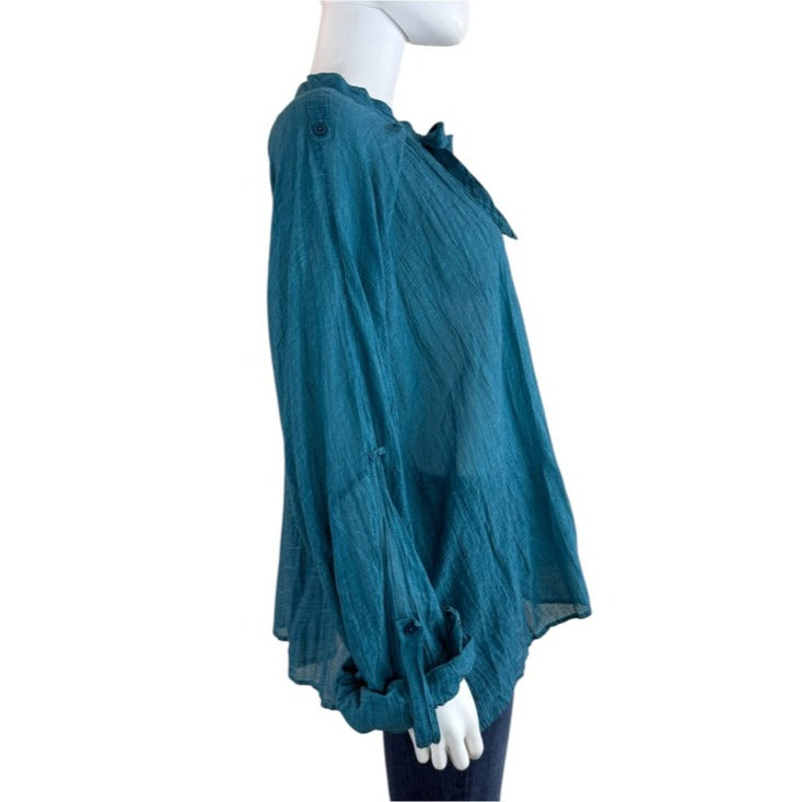 Mes Demoiselles Teal 100% Cotton Nua Oversized Top Size O/S