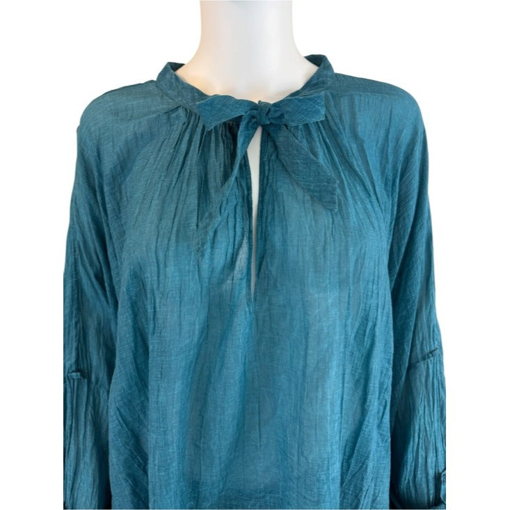 Mes Demoiselles Teal 100% Cotton Nua Oversized Top Size O/S