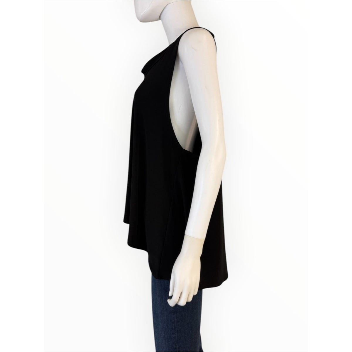 Sympli Black Sleeveless Cowl Neck Split Back Swing Tank Size 14