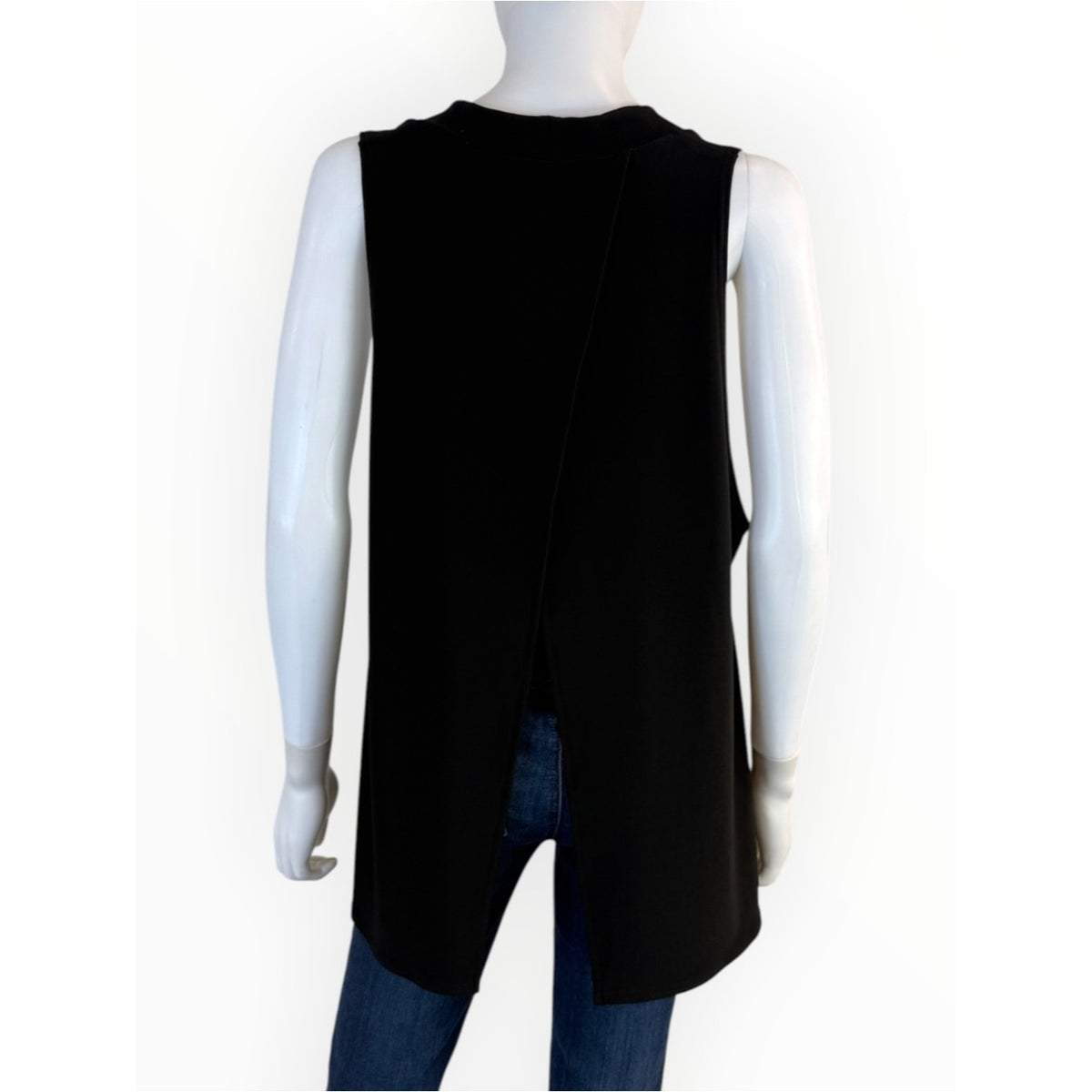 Sympli Black Sleeveless Cowl Neck Split Back Swing Tank Size 14