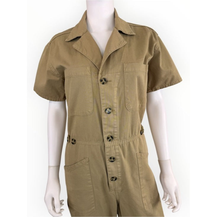 PISTOLA Tan 100% Cotton Grover Field Utility Jumpsuit Size S