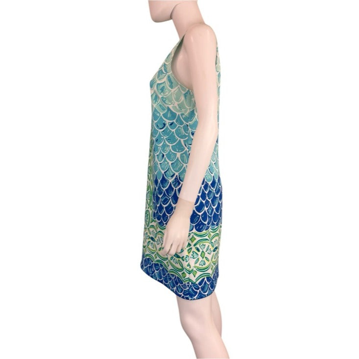 Lilly Pulitzer Blue Perla Scale Back Print Shift Dress Size M