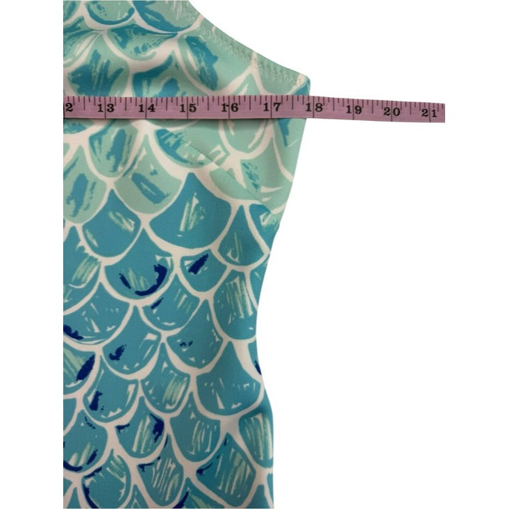 Lilly Pulitzer Blue Perla Scale Back Print Shift Dress Size M