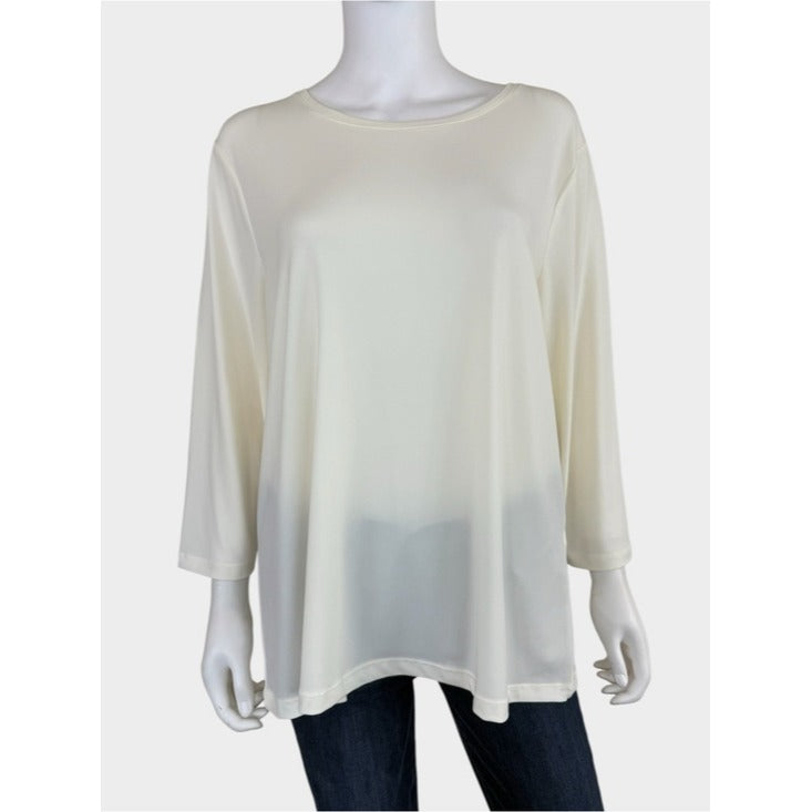 Chico’s NWT Ecru Lily Scoop 3 Quarter Sleeve Basic Knit Size XL